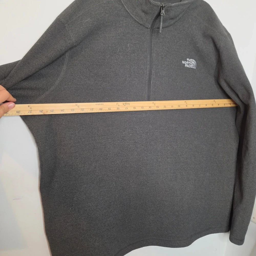 The North Face Mens XXL Charcoal Gray Textured Fleece Quarter Zip Pullover Jacke